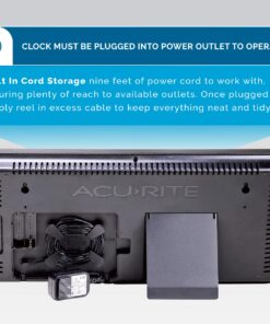 AcuRite Large Digital LED Oversized Wall Clock with Date, Temperature and Fold-Out Stand, 18-Inch, Red 20 817AItFTUrL