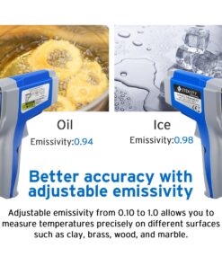 Etekcity Digital Thermometers Non-contact-58°F ~1022°F (-50°C ~ 550°C) ith Adjustable Emissivity & Max Measure for Meat Refrigerator Pool Oven, Blue 46 817AfQjlFtL