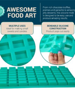 O'Crème Rectangle Caramel Candy Silicone Molds - Commercial and Non-Commercial Use - Square Molds for Chocolate Truffles, Ganache, Jelly, Candy, Pralines and Caramels 15 817Aqryp3L