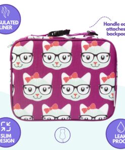 Alternative view of Bentology Lunch Box for Girls - Kids Insulated, Durable Lunchbox Tote Bag Fits Bento Boxes, Containers w/Lids, Jars & Bottles, Back to School Reusable Lunch Sleeve Keeps Food Hotter or Colder Longer Kitty