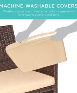 Best Choice Products 4-Piece Outdoor Wicker Patio Conversation Furniture Set for Backyard, Deck, Poolside w/Coffee Table, Seat Cushions - Brown Wicker/Beige Cushions Brown/Beige 27 817ECJGxWML
