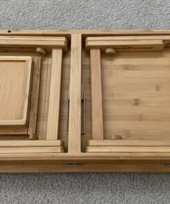 SONGMICS Laptop Desk, Folding Lap Tray, Bamboo Bed Desk with Tilting Top, Small Drawer, for Home Office, Bedroom, Natural ULLD01N 111 817H54EWmL