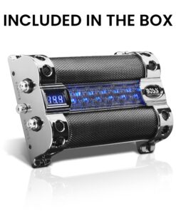 BOSS Audio Systems CAP8 8 Farad Car Capacitor - Energy Storage, Enhanced Bass From Stereo, Warning Reverse Polarity Tone, Voltage Overload Low Battery Voltage Led, For Amplifier and Subwoofer 22 817HeS vPvL