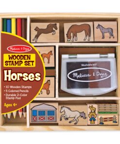 Melissa & Doug Wooden Stamp Activity Set: Horse Stable - 10 Stamps, 5 Colored Pencils, 2-Color Stamp Pad - Horse Stamps With Washable Ink, Horse Gifts For Girls And Boys Ages 4+ 15 817IbaDTLFL
