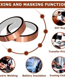 Alternative view of High Temperature Tape Heat Resistant Tape Heat Transfer Tape for Sublimation No Residue 10mm X 33m 108ft (Yellow-2 Roll) A-Yellow-2 Roll