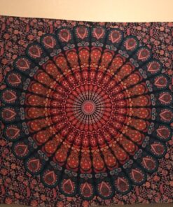 Bless International Handmade Indian hippie Bohemian Psychedelic Peacock Mandala Wall hanging College Dorm Beach Throws Table Cloth Bedding Tapestry (Golden Blue, Twin(54x72Inches)(140x185cms)) Twin (54x72Inches)(140x185cms) Golden Blue 40 817KQphcw1L