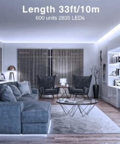 Onforu White LED Strip Lights, 32.8FT 6000K Super Bright Dimmable Tape Light Kit, 600 LEDs Daylight Christmas Rope Light, 12V Flexible Strip Lighting for Mirror, Under Cabinet, Home, Bedroom Daylight White 26 817NduxeRRL