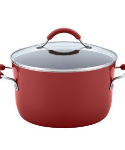 Rachael Ray Cucina Nonstick Cookware Pots and Pans Set, 12 Piece, Cranberry Red Cookware Set 40 817NqQTce7L