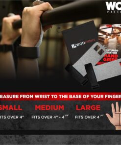 WODFitters Textured Leather Hand Grips for Cross Training, Kettlebells, Powerlifting, Chin Ups, Pull Ups, WODs & Gymnastics – with Grips Storage Pouch Grey Extra Small 10 817OcASVfJL
