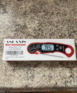 Meat Thermometer Digital for Grilling and Cooking - ANDAXIN Waterproof Ultra-Fast Instant Read Food thermometers with Backlight & Calibration for Kitchen, Deep Fry, BBQ, Grill(Red/Black), LCD Red 23 817PldOMbL