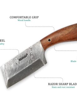 Damascus Steel Hunting Knife Damascus Chef Knife with Sheath 15 817R78G9sdL