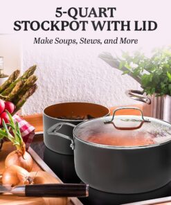Alternative view of Gotham Steel 5 Qt Stock Pot, Nonstick Cooking Pot with Lid, Large Soup Pot & Pasta Pot with Stay Cool Handles, Ceramic Coated Nonstick Pot, Metal Utensil Oven & Dishwasher Safe, 100% Toxin Free 5 Quart
