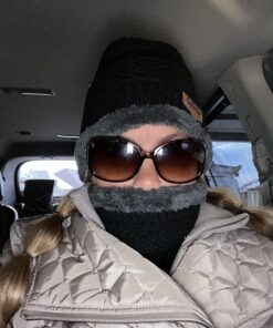 HINDAWI Winter Hat Scarf Gloves Slouchy Beanie Snow Knit Skull Cap Touch Screen Mittens Circle Scarves for Women Hat+scarf+gloves (Black) 32 817SqBcB0L