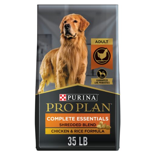 Purina Pro Plan High Protein Dog Food With Probiotics for Dogs, Shredded Blend Chicken & Rice Formula - 35 lb. Bag 35.00 Pound (Pack of 1)