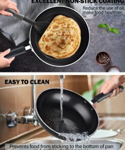 Cook N Home Pots and Pans Nonstick Kitchen Cookware Sets include Saucepan Frying Pan Stockpots 8-Piece, Heavy Gauge, Stay Cool Handle, Black 18 817V7WYo8PL