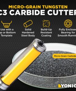 Router Bits for Woodworking - Pattern Flush Trim Router Bit Top & Bottom Bearing - 2-½” Cutter 3/4" Diameter - Premium C3 Carbide Cutters Router Bits - Wood Straight Router Bits 1/2 Shank - 14135 2-1/2" Length - 3/4" Width - 1/2" Shank 22 817VNR1nIEL