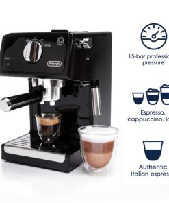 De'Longhi ECP3120 15 Bar Espresso Machine with Advanced Cappuccino System, 9.6 x 7.2 x 11.9 inches, Black/Stainless Steel 22 817WHdwomtL