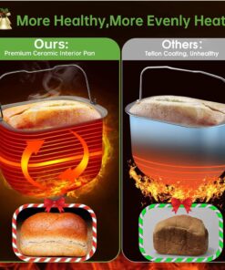 KBS Pro Stainless Steel Bread Machine, 2LB 17-in-1 Programmable XL Bread Maker with Fruit Nut Dispenser, Nonstick Ceramic Pan& Digital Touch Panel, 3 Loaf Sizes 3 Crust Colors, Reserve& Keep Warm Set 35 817ZEGHKDL