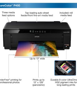 EPSON SureColor P400 Wireless Color Photo Printer, 20.9 x 25.8 x 13.5 Inches, Black, Model:C11CE85201 P400 (New Model) 9 817cTf7yg8L