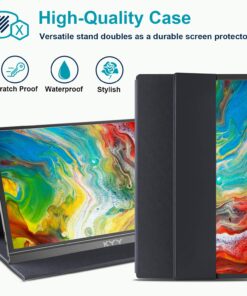 KYY Portable Monitor 15.6inch 1080P FHD USB-C, HDMI Computer Display HDR IPS Gaming Monitor w/Premium Smart Cover & Screen Protector, Speakers, for Laptop PC MAC Phone PS4 Xbox Switch 27 817dq8HmH9L
