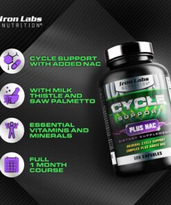 Iron Labs Nutrition: Cycle Support Plus NAC (N-Acetyl-L-Cysteine) - On Cycle Support Supplements for Men - with N Acetyl L Cysteine, Milk Thistle, Hawthorne Berry and More (120 Capsules) 120 Count (Pack of 1) 12 817eRWseTpL