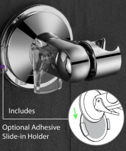 HotelSpa Universal Angle-Adjustable Hand Shower Wall Bracket for Easy Reach/Perfect Angle Fits ANY SHOWER! Patented Push-Lock provides Superior Suction Power. Self-Adhesive Slide-in Holder included 17 817ecCpnBcL