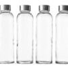 Epica 18 oz Clear Glass Bottles with Lids | Natural BPA Free Eco Friendly, Reusable Refillable Water Bottles for Juicing | Wide Mouth Liquid Storage Containers for Refrigerator | Water Bottle Set of 6 20 817fIX1rIJL