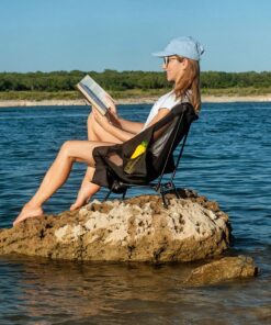 MOON LENCE Camping Chairs, Compact Backpacking Chair Lawn Chair with Side Pockets Portable Lightweight Heavy Duty Small Folding Chair for Hiking & Beach & Fishing Black 30 817fP0Ru2oL