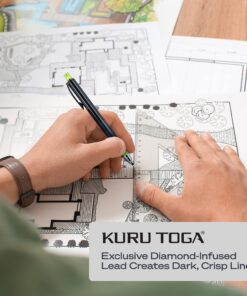 uni-ball Kuru Toga Mechanical Pencil with 0.7 mm Lead Refills & Pencil Erasers, HB #2 Black 25 817fZQdjwkL 1