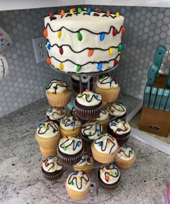 YestBuy 4 Tier Round Acrylic Cupcake Stand with Base, Premium Cupcake Holder, Acrylic Cupcake Tower Display Cady Bar Party Décor – Display for Pastry (4" Between 2 Layers with Base) 4 Tier Round with BASE ( 4" between 2 layers) 26 817hp4nhDHL