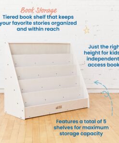 ECR4Kids Single-Sided Book Display, Classroom Bookshelf, White Wash 28 817im69qf8L