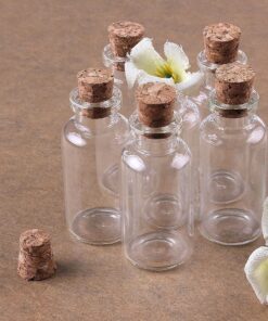 Yesker IPV023 Package of 24 Small Mini Glass Jars with Cork Stoppers-Size: 1-1/2" Tall X 3/4 Inches Diameter, Count 22 817kLteIxL