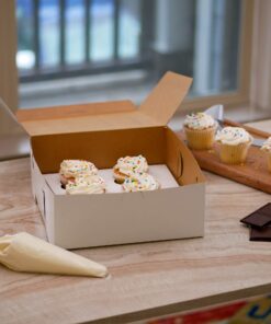 Southern Champion Tray 0973 Premium Clay-Coated Kraft Paperboard White Non-Window Lock Corner Bakery Box, 10" Length x 10" Width x 4" Height, White (Case of 100) 10" L x 10" W x 4" H - 100ct 14 817kOnJIspL 2