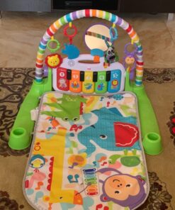 Fisher-Price Baby Playmat Deluxe Kick & Play Piano Gym & Maracas with Smart Stages Learning Content,5 Linkable Toys & 2 Soft Rattles (Amazon Exclusive) Kick N Play Green + Maracas 54 817kXOCw CL 1