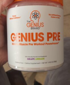 Genius Pre Workout Powder, Grape Limeade - All-Natural Nootropic Pre-workout & Caffeine-Free Nitric Oxide Booster Supplement with Beta Alanine & Alpha GPC - No Artificial Flavors, Sweeteners, or Dyes 39 817m8PsAnoL