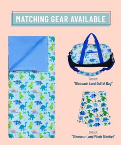 Wildkin Kids Sleeping Bags for Boys and Girls, Measures 57 x 30 x 1.5 Inches, Cotton Blend Materials Sleeping Bag for Kids, Ideal Size for Parties, Camping & Overnight Travel (Dinosaur Land) Dinosaur Land 10 817rLiKUzQL