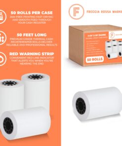 Thermal Credit Card Paper Rolls Printer Paper Receipts 2 1/4" X 50' for Popular Credit Card Machines POS and Cash Registers BPA Free 50 Rolls (CORE 50 Rolls) 2 1/4" x 50' 17 817s5tmwjPL