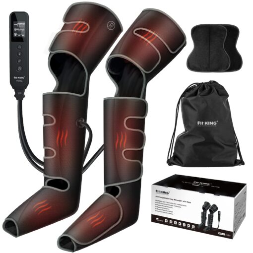 FIT KING Full Leg Massager with Heat, Air Compression Massager for Foot Calf & Thigh Muscle Relaxation and Recovery, Helpful for Pain Relief,Swelling, Edema and RLS, FSA-HSA Approved