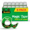 Scotch Magic Tape, Invisible, Repair Christmas Cards and Use as Holiday Gift Wrap Supplies for Christmas, 6 Tape Rolls With Dispensers 6 Packs 39 817sky8tDQL