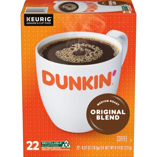 Dunkin' Original Blend Medium Roast Coffee, 88 Keurig K-Cup Pods 22 Count (Pack of 4)