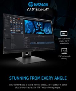 Alternative view of HP VH240a 23.8-Inch Full HD 1080p IPS LED Monitor with Built-In Speakers and VESA Mounting, Rotating Portrait & Landscape, Tilt, and HDMI & VGA Ports (1KL30AA) - Black