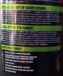 MusclePharm Combat 100% Whey, Vanilla - 5 lb Protein Powder - Gluten Free - 70 Servings 38 817xpTIIB2L