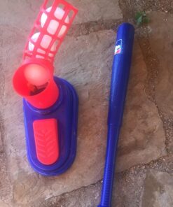 Franklin Sports Kids Baseball Pitching Machine - Pop A Pitch Baseball Batting Machine with Youth Bat + 3 Plastic Baseballs - Boys + Girls Baseball Toy,Red/Blue Baseball Pop A Pitch 38 817y8 uQOUL