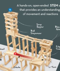 MindWare KEVA Contraptions 400 Plank Wooden Building Blocks Set - Ball Maze and Ball Run – 400 Precision Cut Wooden Planks, 2 KEVA Balls and Idea Book 17 817yHi EzL