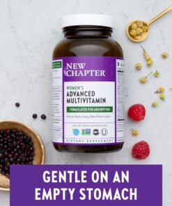 New Chapter Women's Multivitamin Advanced Formula for Stress, Bone, Immune, Beauty & Energy Support, Higher Levels of Whole-Food Fermented Essential Nutrients for Women + Iron + Vitamin D3, 120 Count 120 Count (Pack of 1) 19 817z12HU8OS
