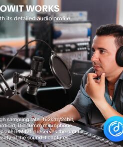 Caattiilaa USB Microphone - PC Streaming Podcast Microphone, Recording Microphone, Gaming Microphone, 192KHZ/24Bit Electrical Condenser Mic, USB Mic Kit with Sound Chipset Boom Arm Set Black Microphone 11 817zDGruFvL