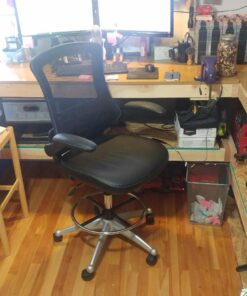 Modway Attainment Vinyl Drafting Chair - Drafting Stool With Flip-Up Arm in Black 59 817zyB3E93L