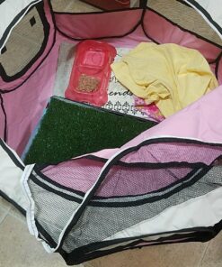 PET4FUN PN935 29" Portable Pet Puppy Dog Cat Animal Playpen Yard Crates Kennel w/Premium 600D Oxford Cloth, Tool-Free Setup, Carry Bag, Removable Security Mesh Cover/Shade, 2 Storage Pockets(Pink) Upgrade Version: 29" x 29" x 17" Medium Pink 56 8180aKnOQVL