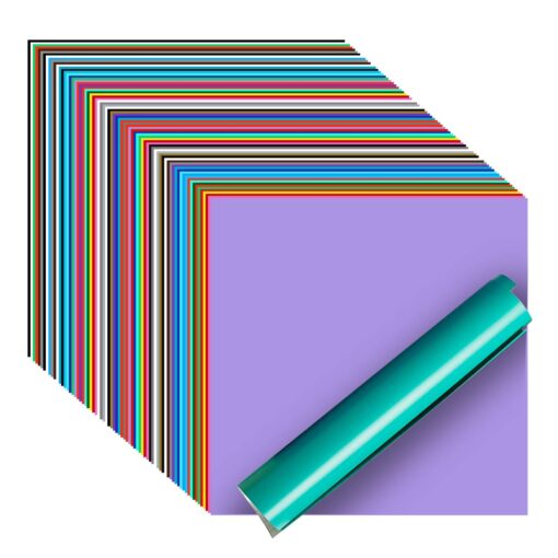 iImagine Vinyl Permanent Vinyl for Cricut, 72 Pack Permanent Adhesive Vinyl Sheets (12”x 12”) for Silhouette Cameo and Any Craft Machine Cutter Multicolor