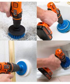 RevoClean 4 Piece Scrub Brush Power Drill Attachments-All Purpose Time Saving Kit-Perfect for Cleaning Grout, Tile, Counter, Shower, Grill, Floor, Kitchen, Blue & White 20 8182N3QJLsL